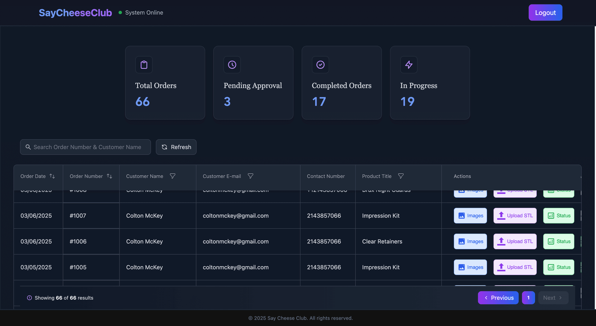 Order Management Dashboard